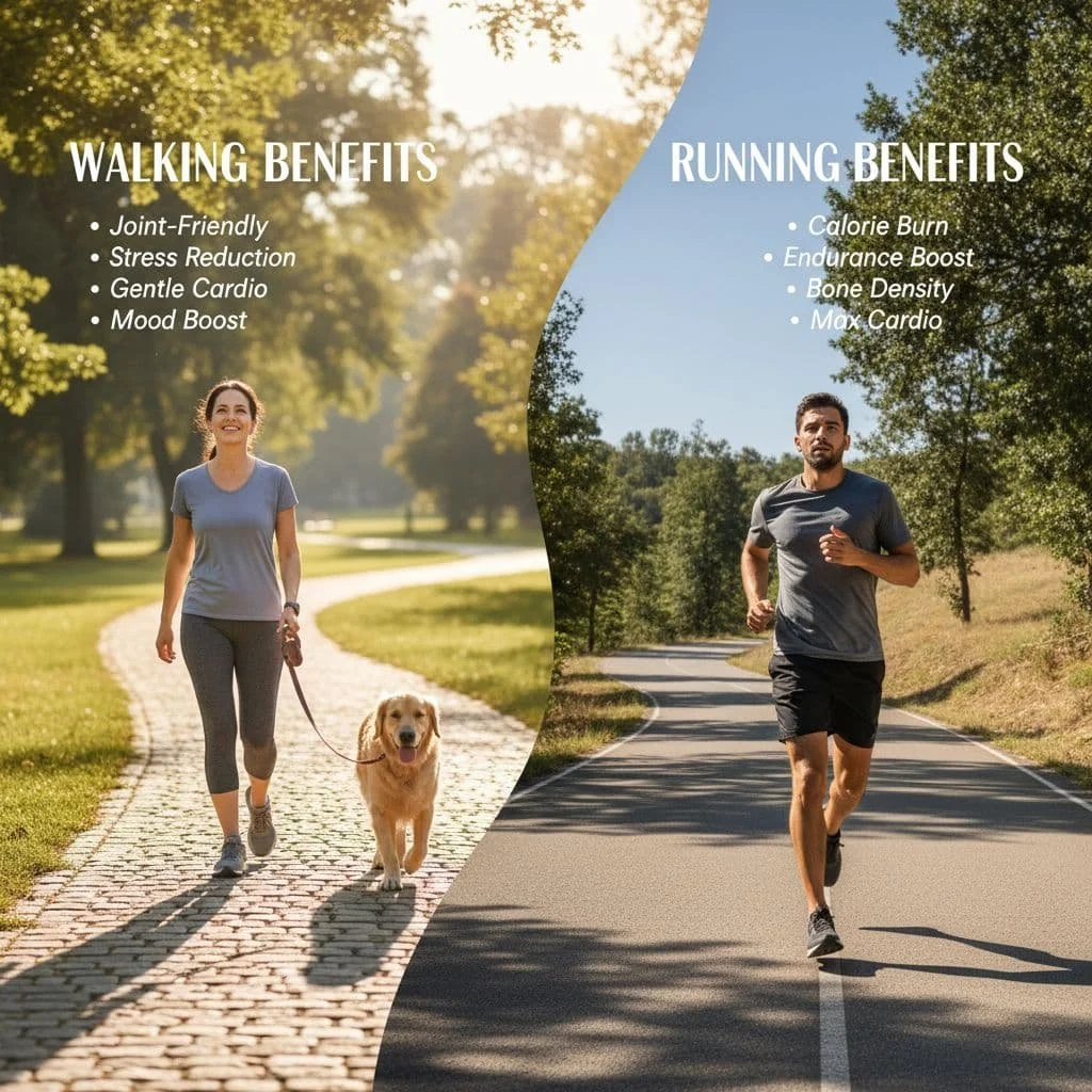 benefits of walking vs running